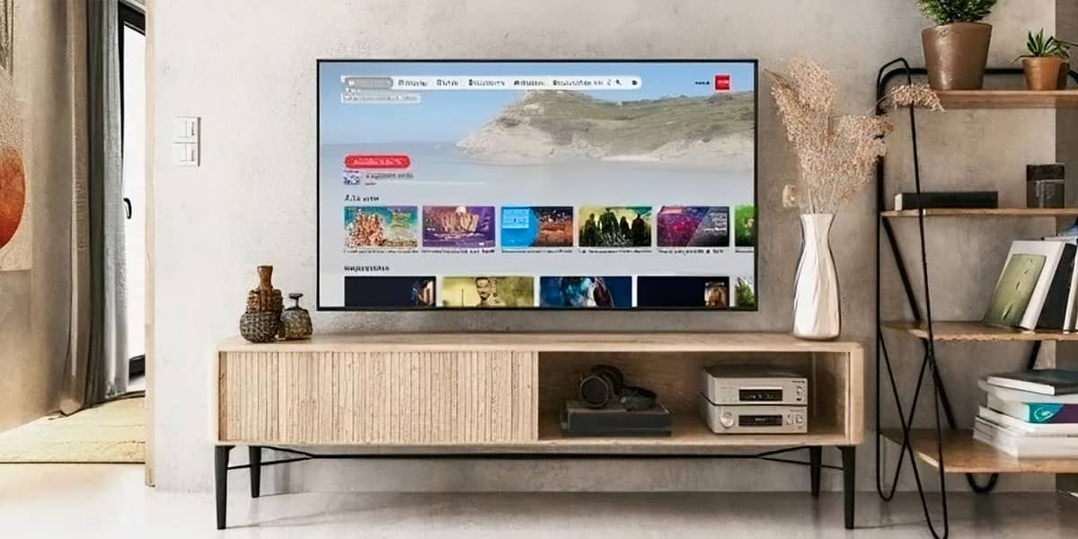 une télévision dans un salon connectée à un décodeur sfr