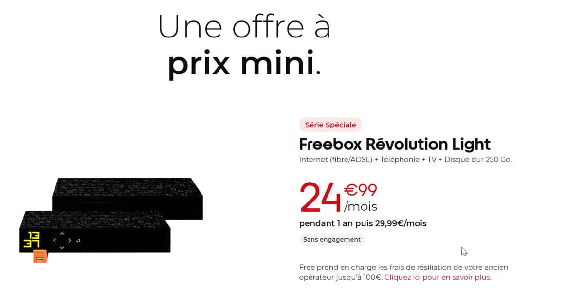 la freebox révolution light, nouvelle offre de free à 25€