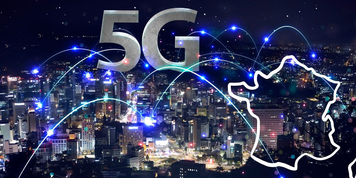 une ville avec des points 5g reliés entre eux
